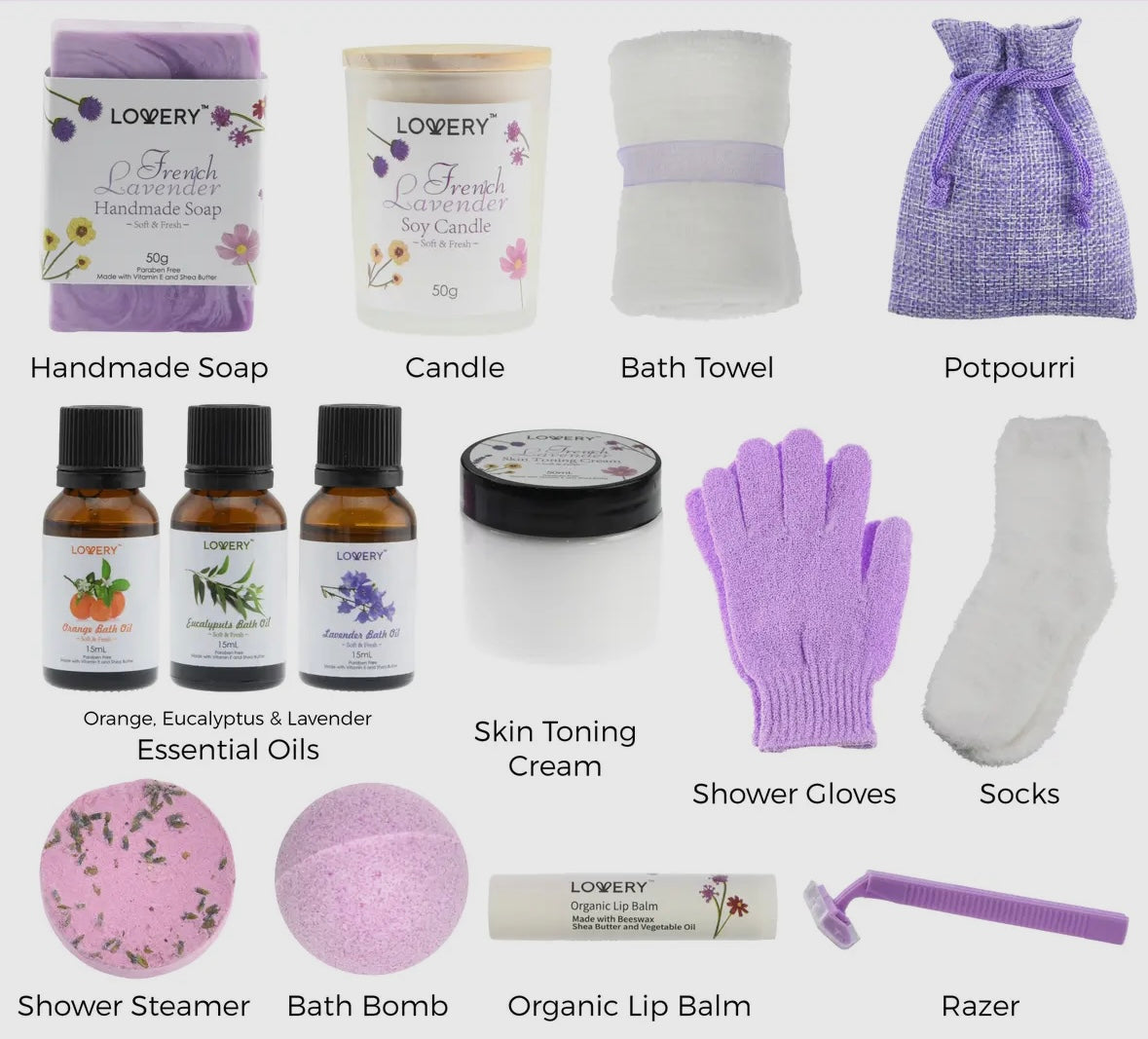 Lovery French Lavender Handmade Spa Gift Set