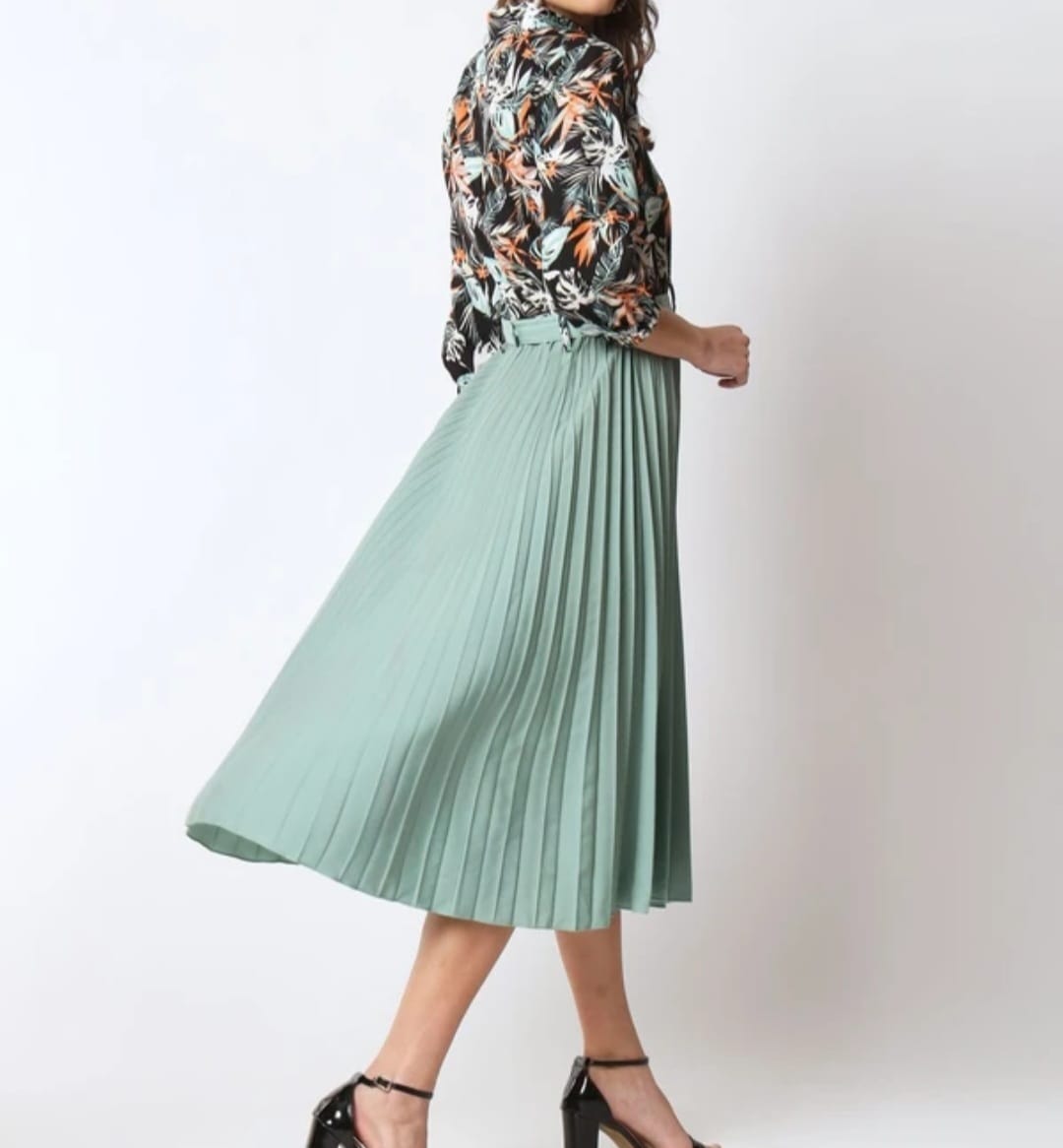 Flared Floral Midi Dress: Multicolour-Green Mix