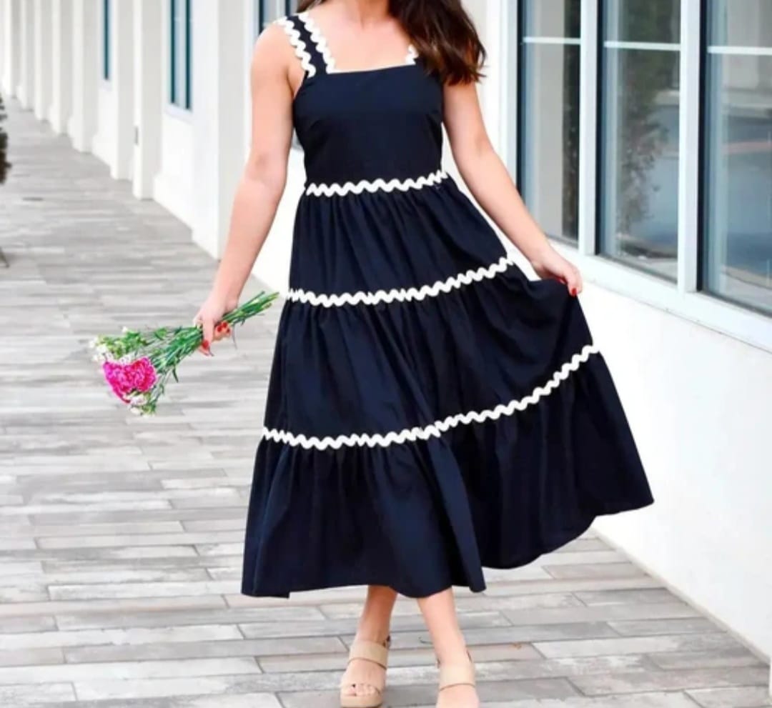 The Black Crepe Fit and Flare Dress for Women