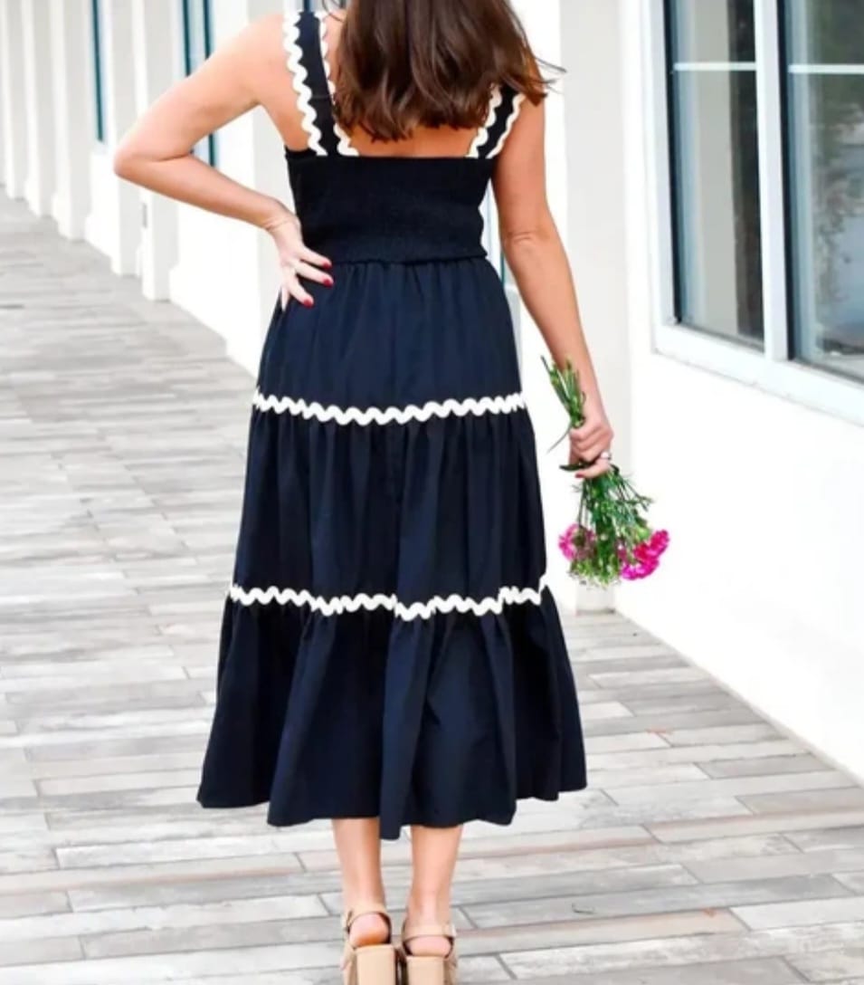 The Black Crepe Fit and Flare Dress for Women