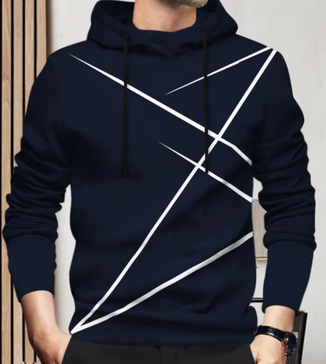 Men's Navy Blue Hooded Neck T-shirt/Sweatshirt.