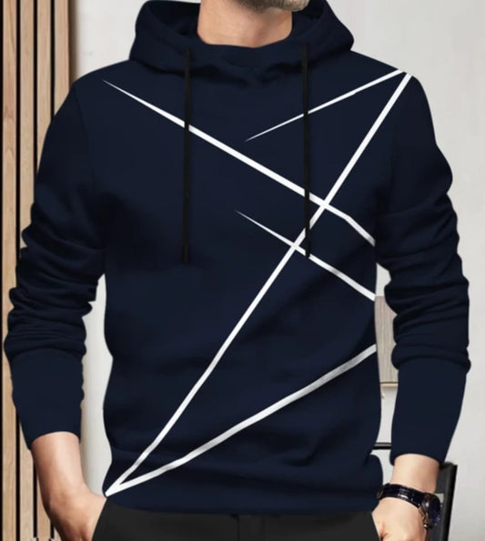 Men's Navy Blue Hooded Neck T-shirt/Sweatshirt.