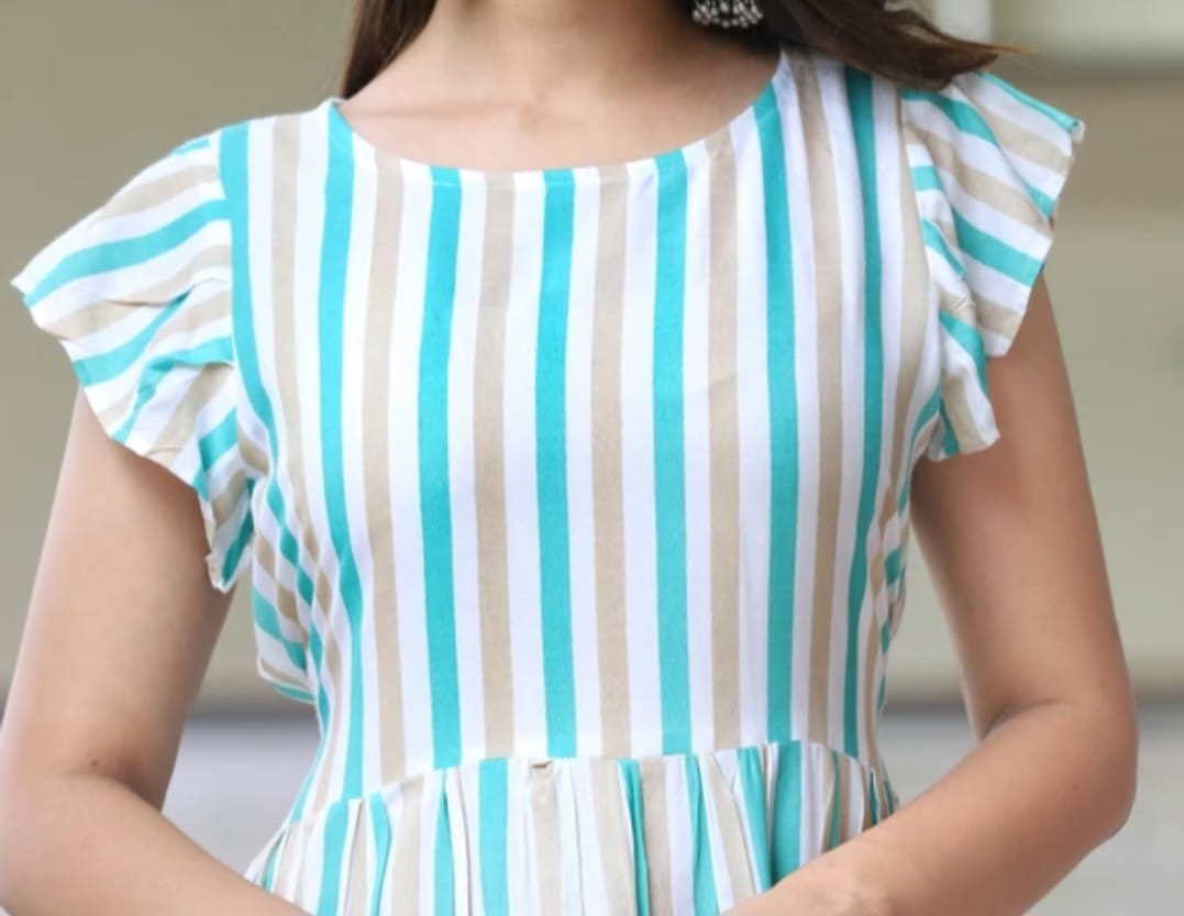 Casual Striped Flared Dress